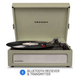 Crosley Voyager Bluetooth Portable Turntable Sage + Bundled Majority D40 Speakers Black