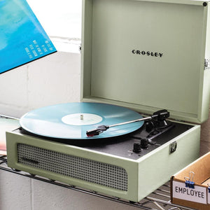 Crosley Voyager Bluetooth Portable Turntable Sage + Bundled Majority D40 Speakers Black