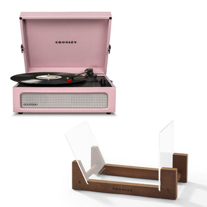 Crosley Voyager Bluetooth Portable Turntable Amethyst + Bundled Record Storage Display Stand