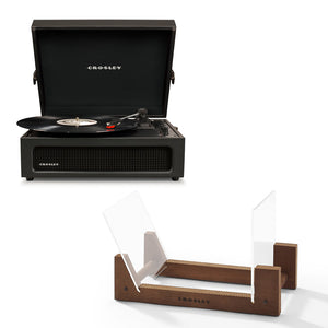 Crosley Voyager Bluetooth Portable Turntable Black + Bundled Record Storage Display Stand