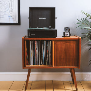 Crosley Voyager Bluetooth Portable Turntable Black + Bundled Record Storage Display Stand