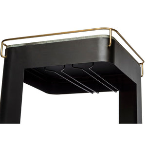 Contemporary Black Gold Drinks Trolley Bar Cart With Marble Top