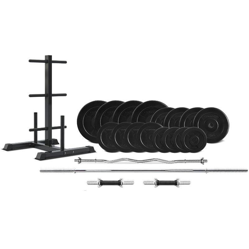 Cortex 90Kg Enduracast Barbell Weight Set With Tree