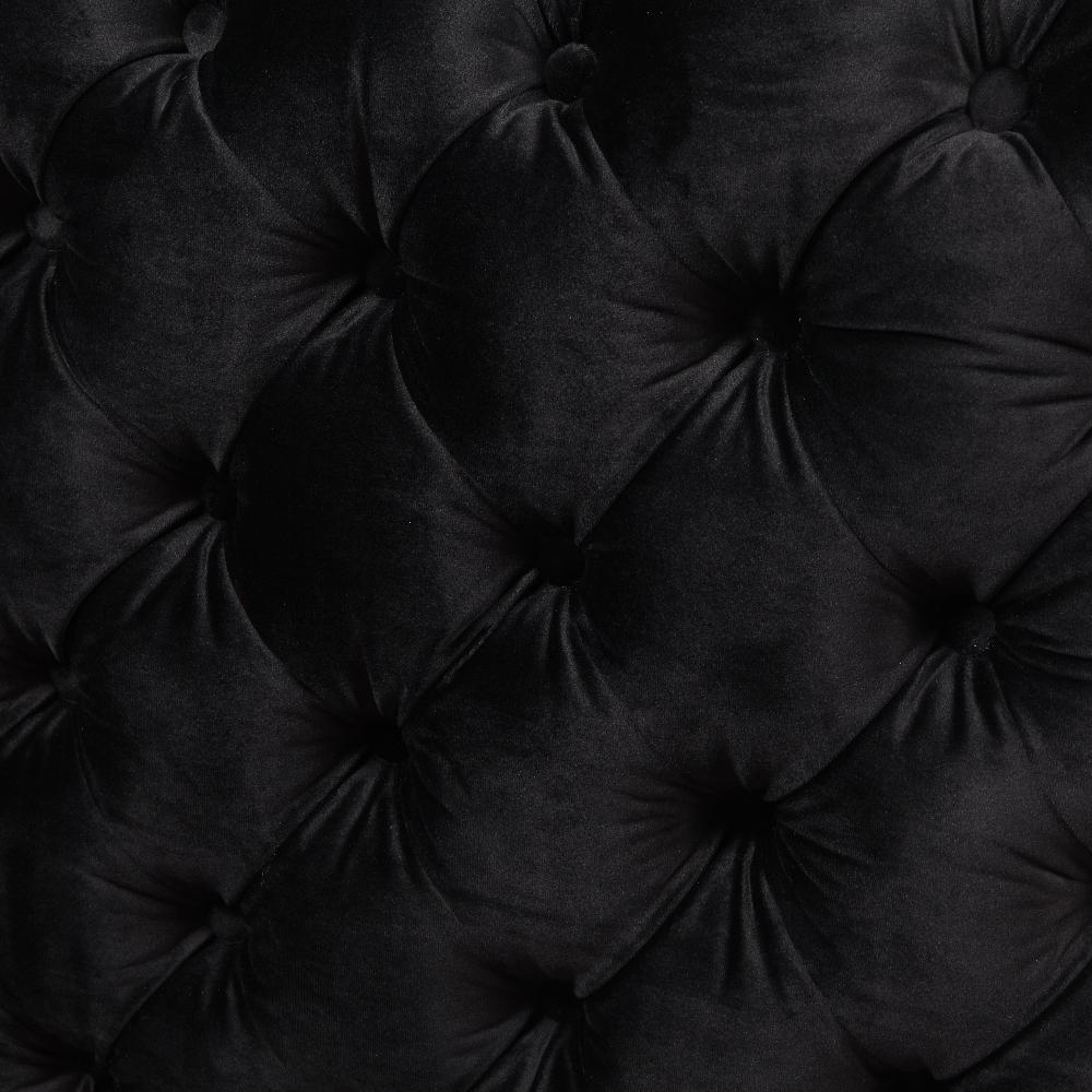 Single Seater Black Sofa Classic Armchair Button Tufted In Velvet Fabric With Metal Legs