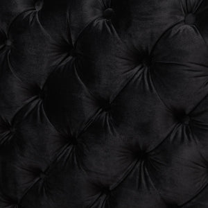 Single Seater Black Sofa Classic Armchair Button Tufted In Velvet Fabric With Metal Legs