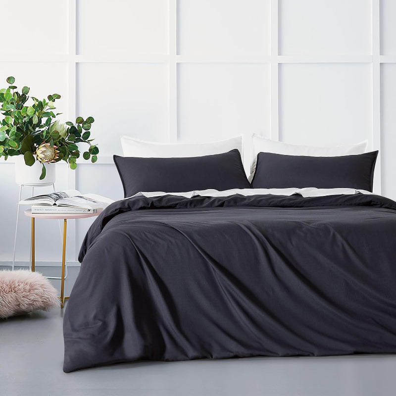 Bamboo Microfibre Quilt Cover Set Charcoal Single