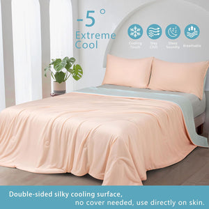 Ice Cooling Reversible Summer Comforter Blanket (Orange And Blue Single/Double)