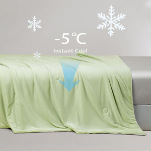 Ice Cooling Reversible Summer Comforter Blanket (Green And Grey Single/Double)