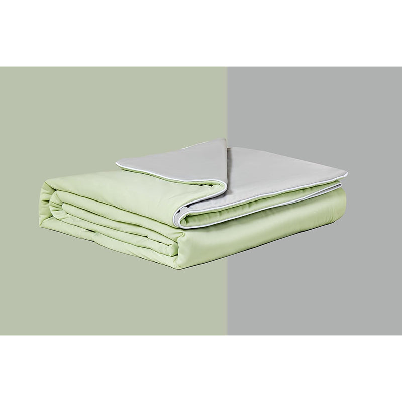 Ice Cooling Reversible Summer Comforter Blanket (Green And Grey Single/Double)