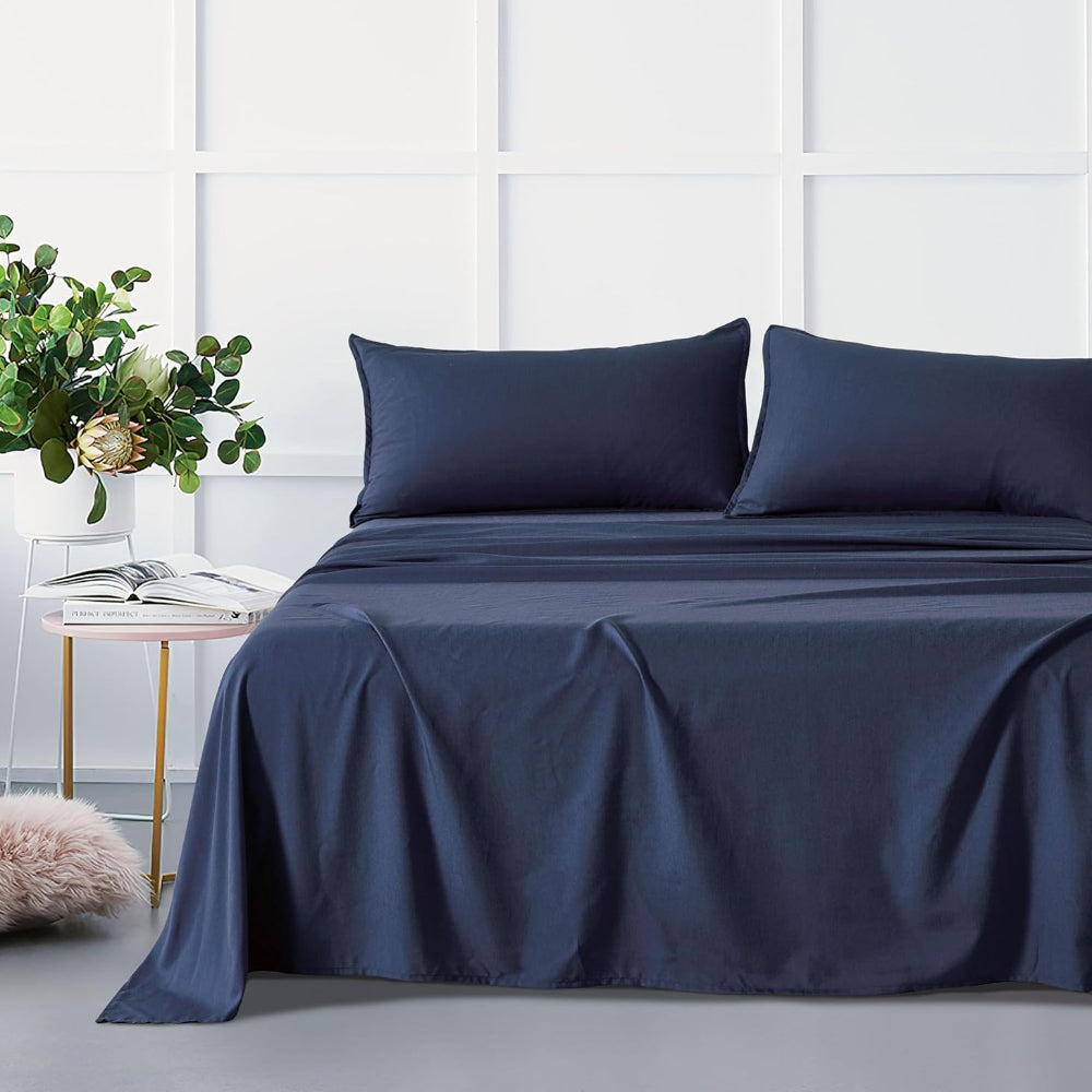 Bamboo Microfibre Sheet Set Navy Double