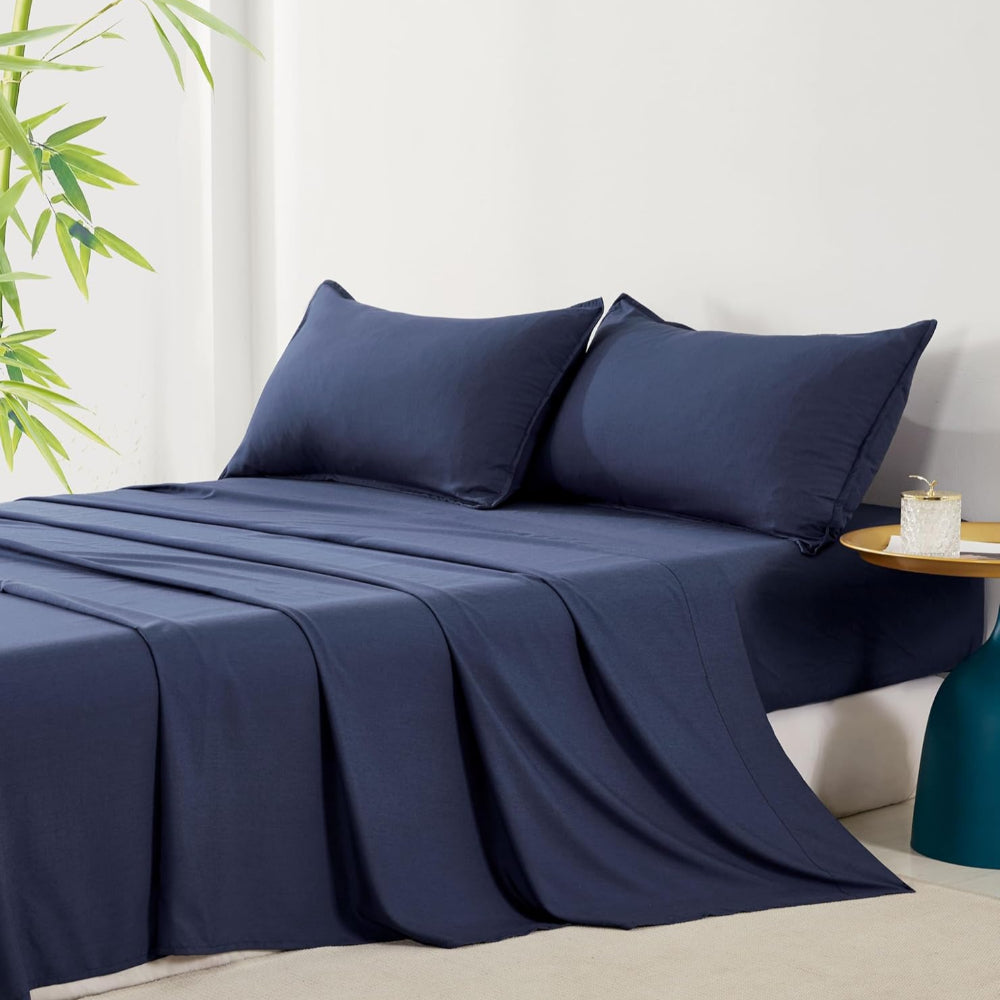 Bamboo Microfibre Sheet Set Navy Single