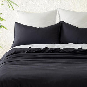 Bamboo Microfibre Quilt Cover Set Charcoal Queen