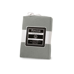 Revive Silver 100% Cotton Jersey Super Soft Fitted Sheet Combo Set King Single 35Cm Wall