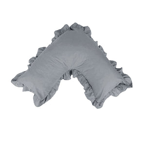 Artex Polyester Cotton V Shape Ruffle Pillowcase Grey