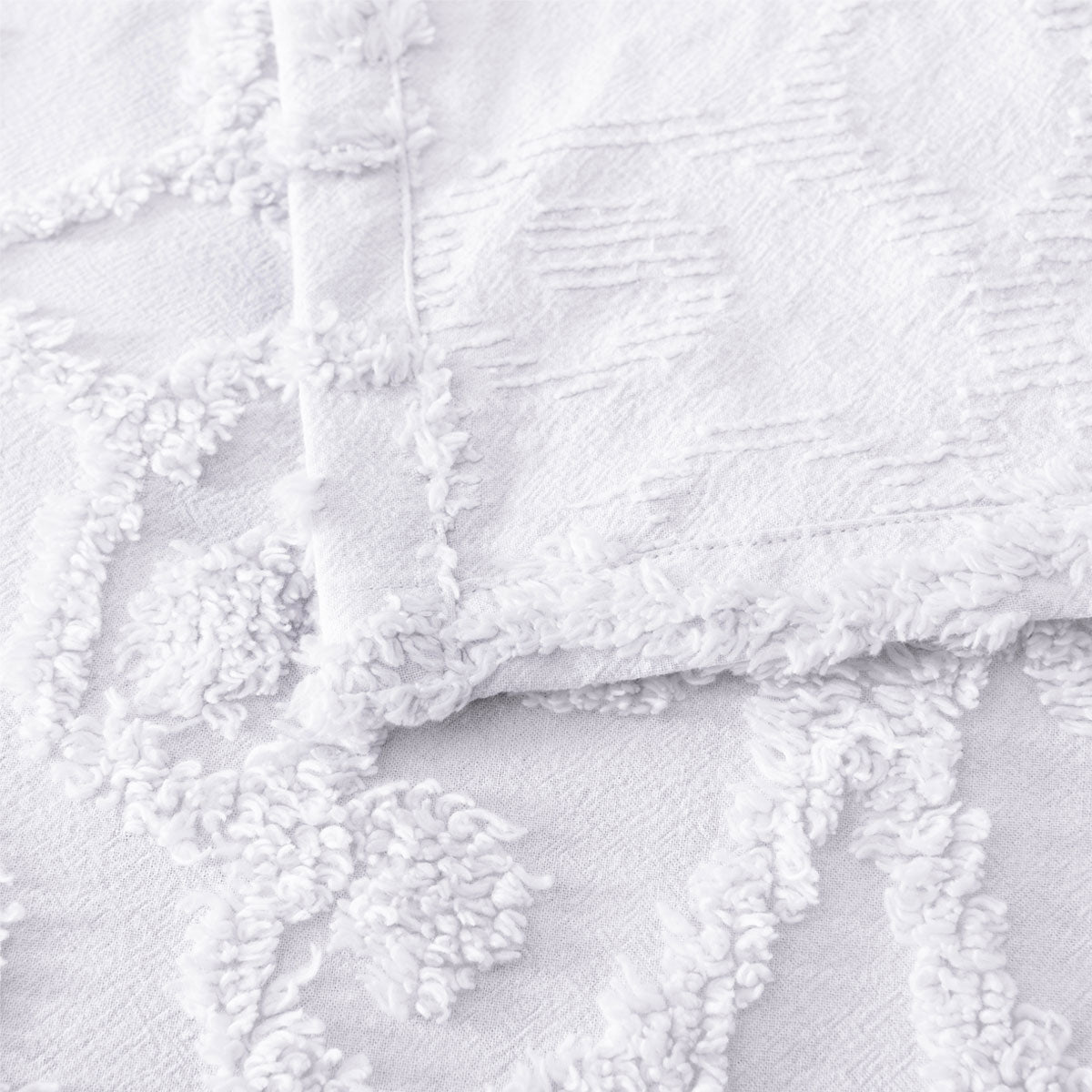 Bianca Ella White Cotton Chenille Floral Bedspread Set