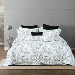 Bianca Gracie White Floral Printed Quilted Bedspread Set