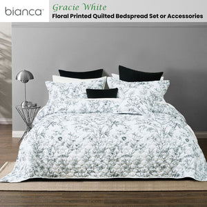 Bianca Gracie White Floral Printed Quilted Bedspread Set