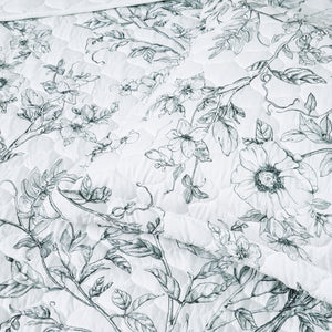 Bianca Gracie White Floral Printed Quilted Bedspread Set