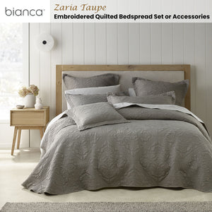 Bianca Zaria Taupe Embroidered Bedspread Set Queen