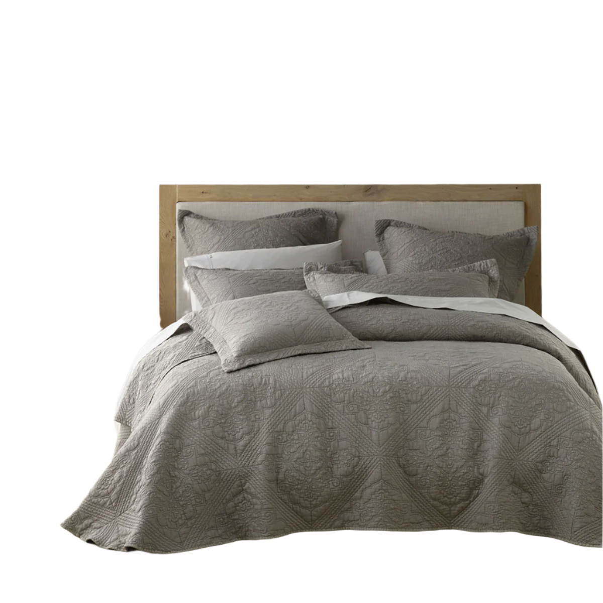 Bianca Zaria Taupe Embroidered Bedspread Set Queen