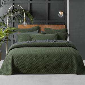 Bianca Lester Olive Velvet Diamond Polyester Coverlet Set