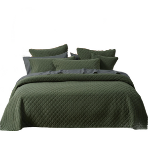 Bianca Lester Olive Velvet Diamond Polyester Coverlet Set