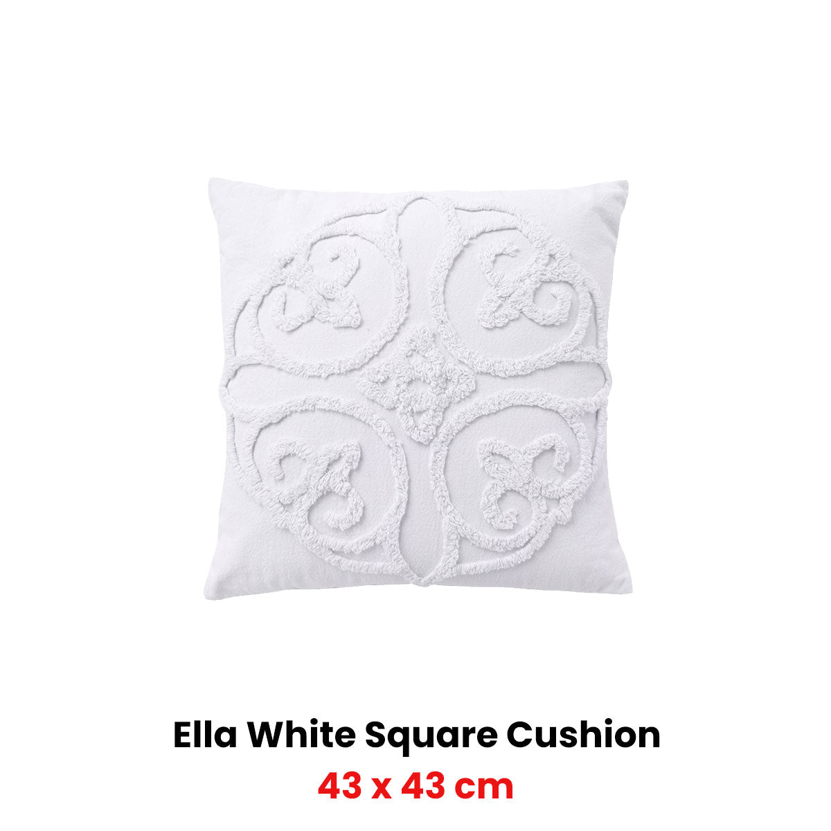 Bianca Ella White Square Filled Cushion 43 X 43Cm