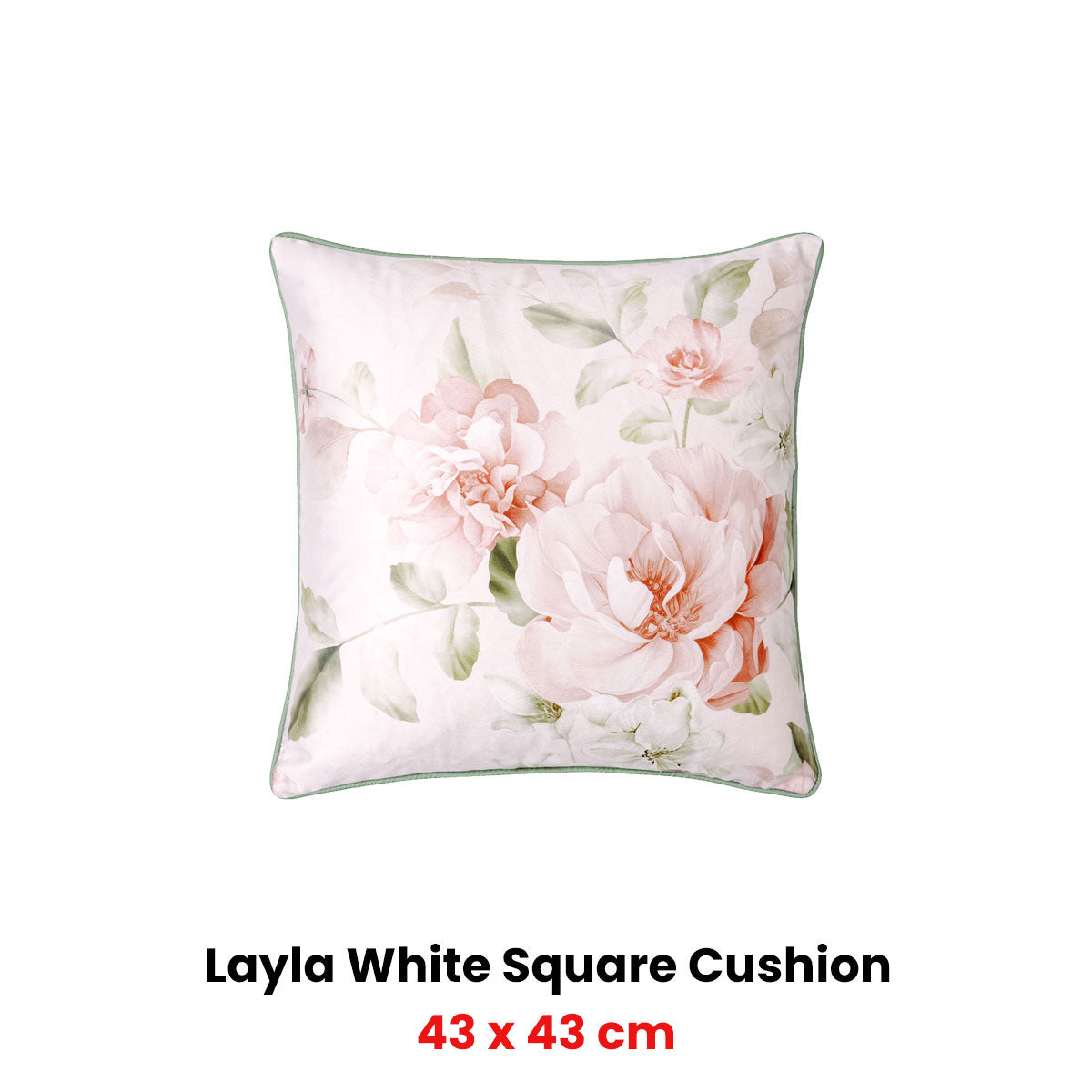 Bianca Layla White Velet Square Filled Cushion 43 X 43Cm