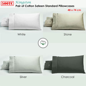 Bianca Pair Of 500Tc Cotton Sateen Standard Pillowcases Silver