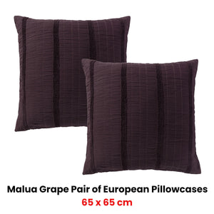 Bianca Pair Of Malua Grape European Pillowcases 65 X 65Cm