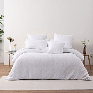 Bianca Cosmo White Soft Chenille Geometric Quilt Cover Set