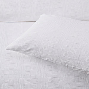 Bianca Cosmo White Soft Chenille Geometric Quilt Cover Set