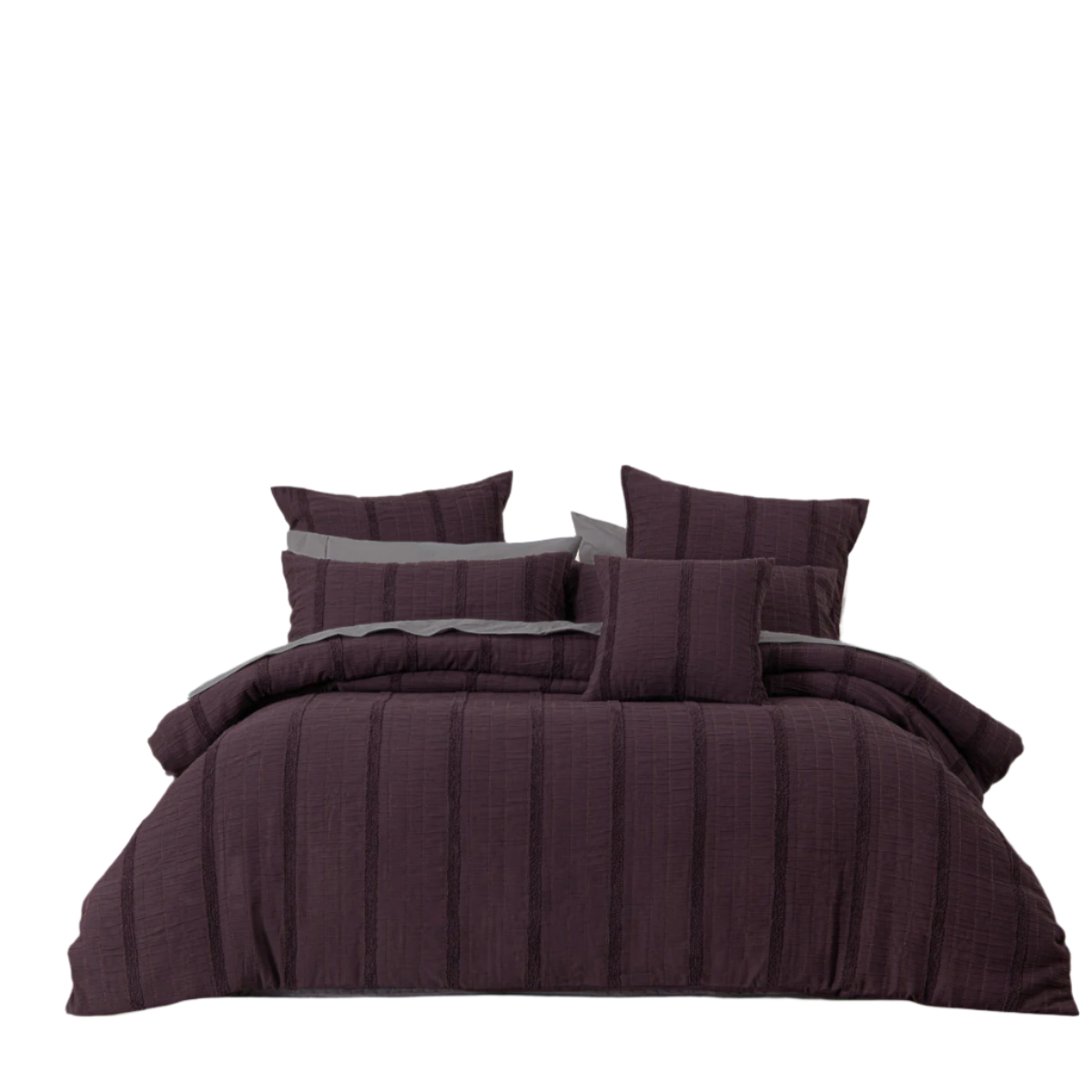 Bianca Malua Grape Jacquard Striped Quilt Cover Set