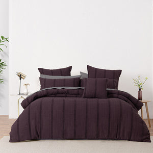 Bianca Malua Grape Jacquard Striped Quilt Cover Set