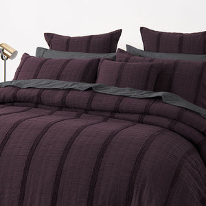 Bianca Malua Grape Jacquard Striped Quilt Cover Set