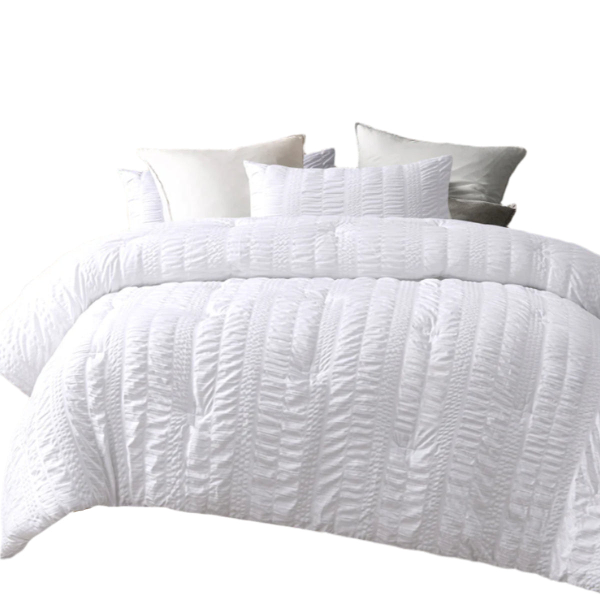 Accessorize Seersucker White 3 Piece Polyester Comforter Set Queen