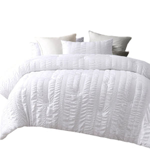 Accessorize Seersucker White 3 Piece Polyester Comforter Set King