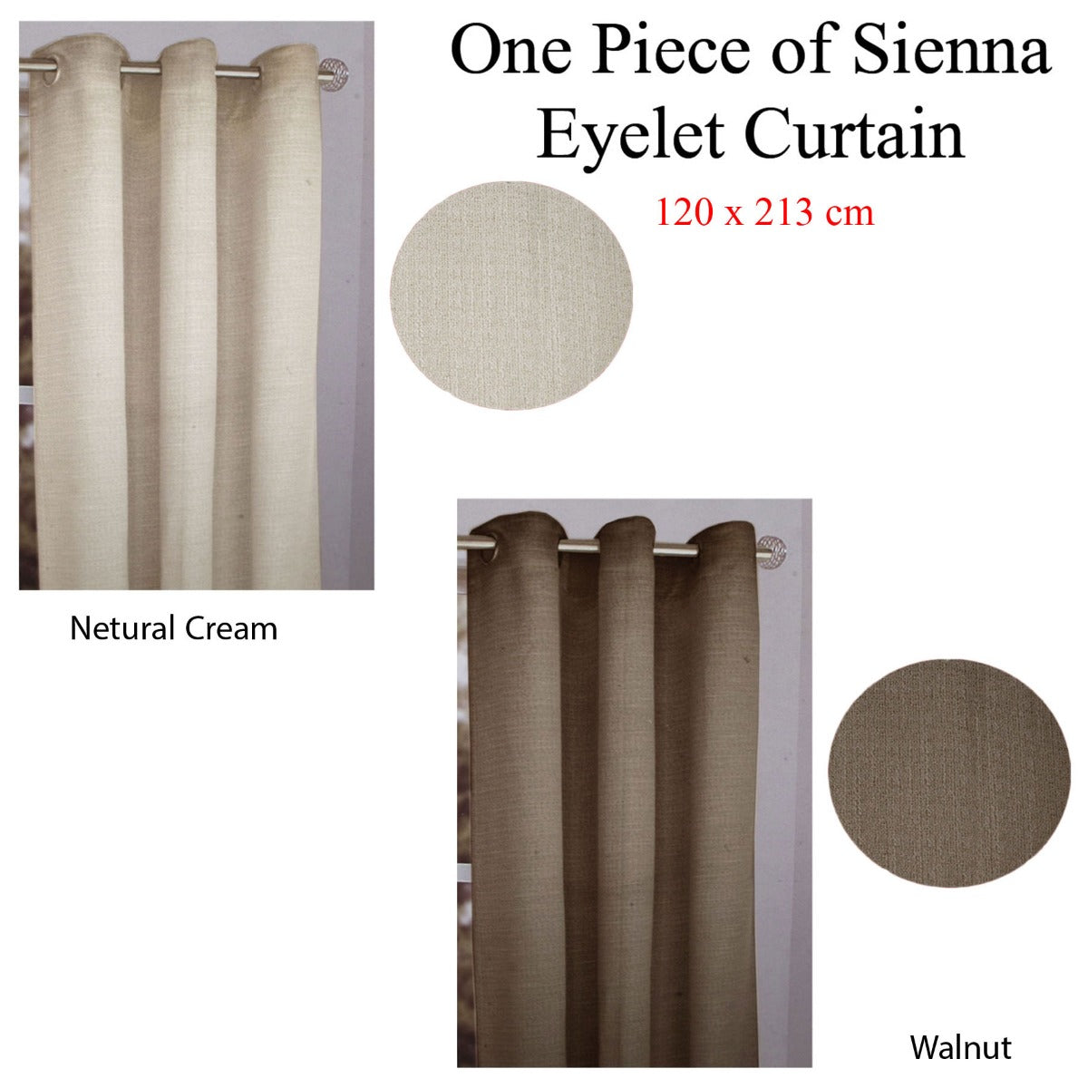 One Piece Of Sienna Eyelet Curtain 120 X 213Cm Walnut