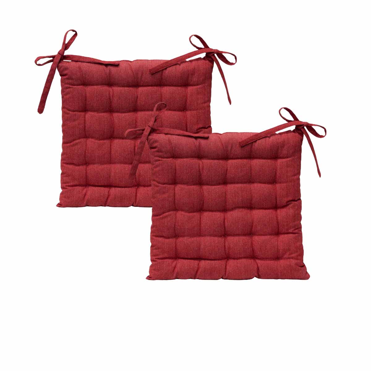 J Elliot Home Set Of 2 Outdoor 100% Cotton Chair Pads 40 X Cm Solid Red