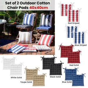 J Elliot Home Set Of 2 Outdoor 100% Cotton Chair Pads 40 X Cm Solid Red