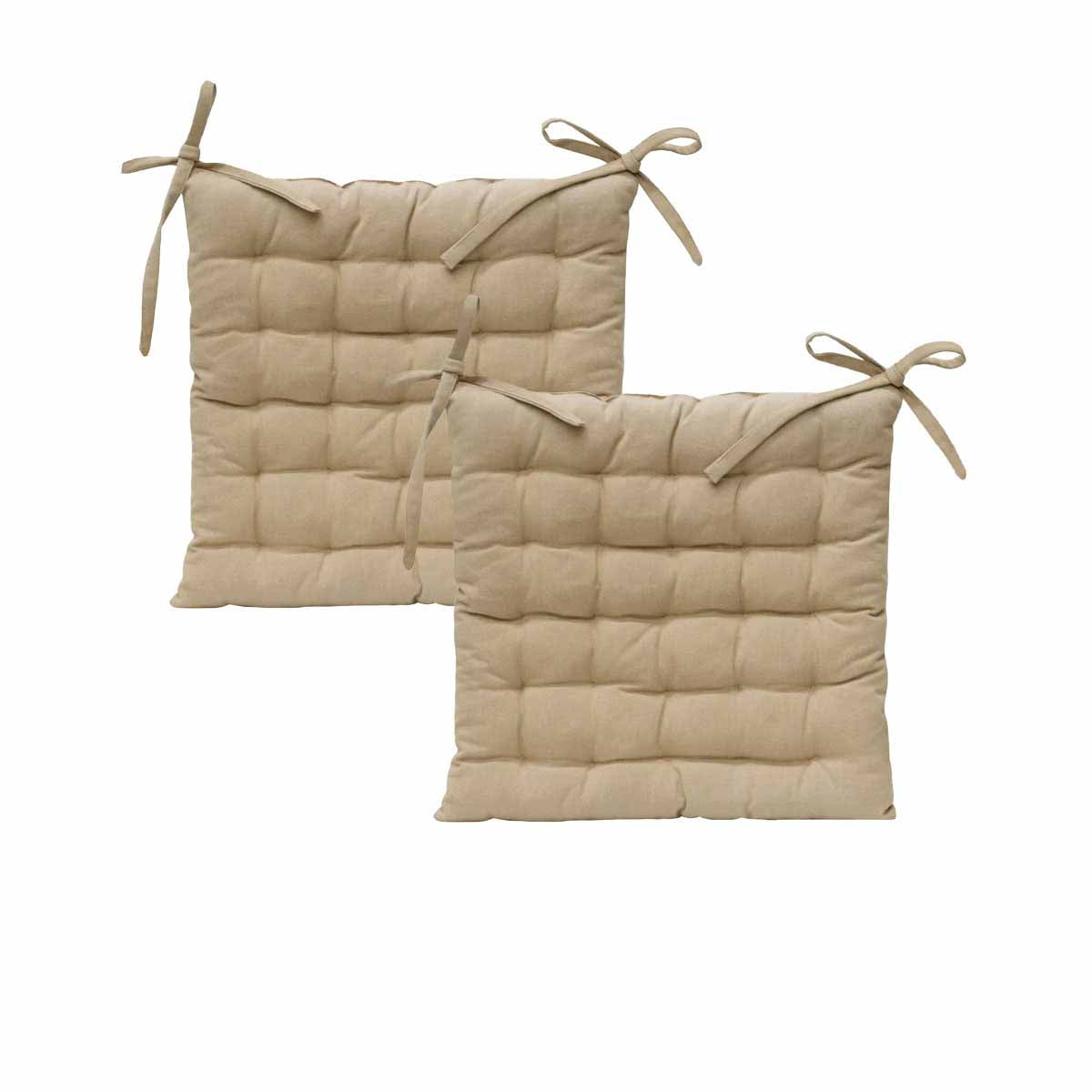 J Elliot Home Set Of 2 Outdoor 100% Cotton Chair Pads 40 X Cm Solid Taupe