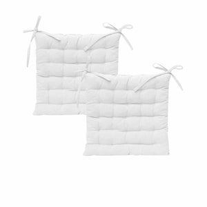 J Elliot Home Set Of 2 Outdoor 100% Cotton Chair Pads 40 X Cm Solid White