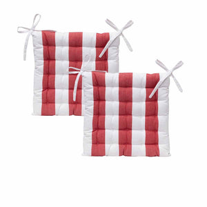 J Elliot Home Set Of 2 Outdoor 100% Cotton Chair Pads 40 X Cm Striped Red