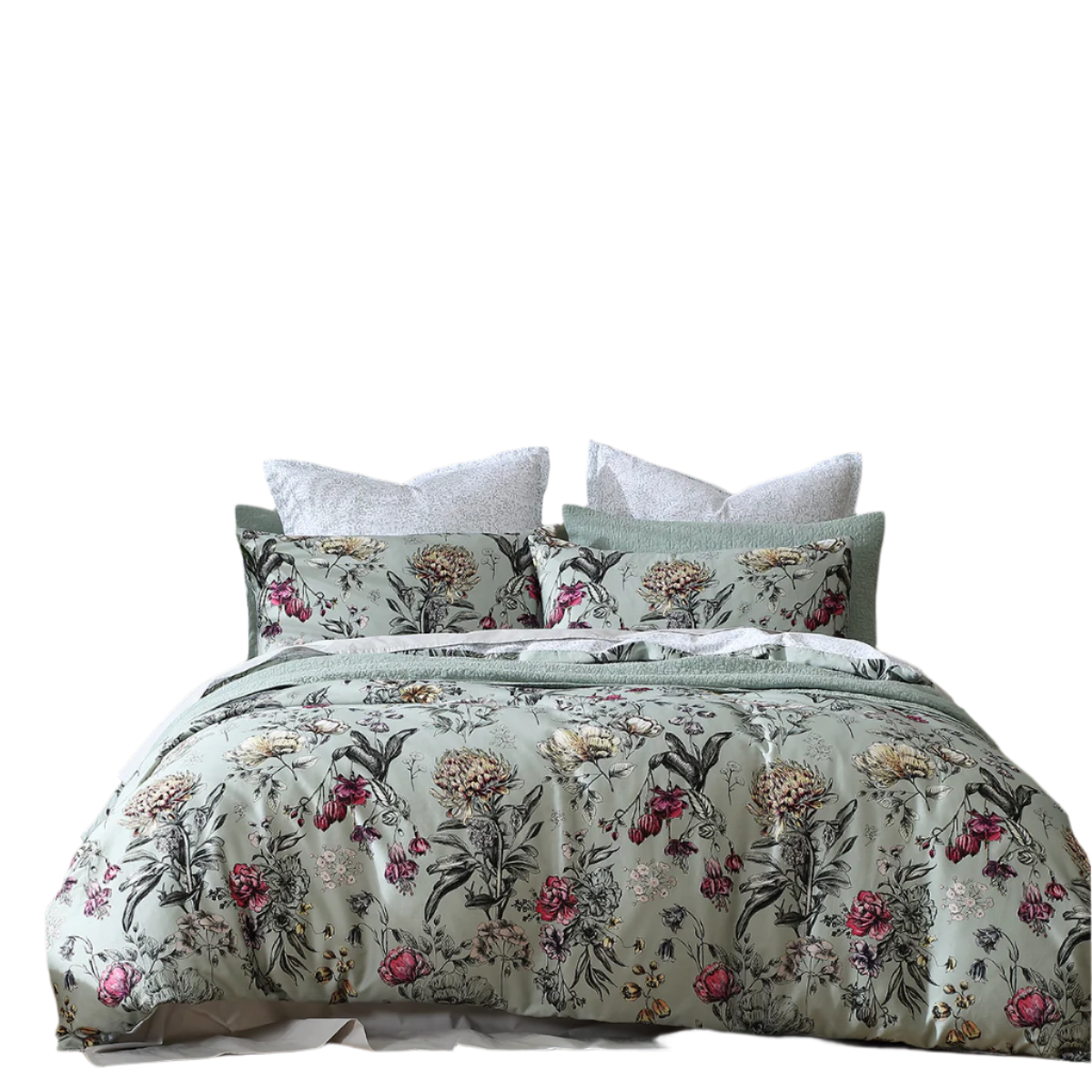 Logan And Mason 250Tc Botanical Coast Sage Cotton Sateen Quilt Cover Set