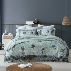 Logan And Mason 250Tc Kimba Teal Cotton Sateen Quilt Cover Set