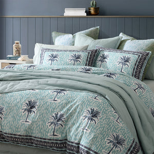 Logan And Mason 250Tc Kimba Teal Cotton Sateen Quilt Cover Set