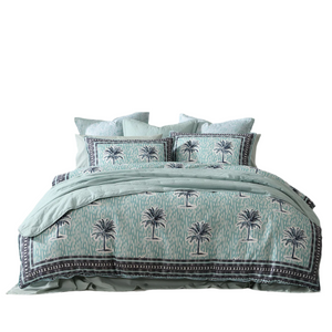 Logan And Mason 250Tc Kimba Teal Cotton Sateen Quilt Cover Set