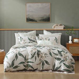 Logan And Mason 250Tc Leeton Eucalyptus Cotton Sateen Quilt Cover Set