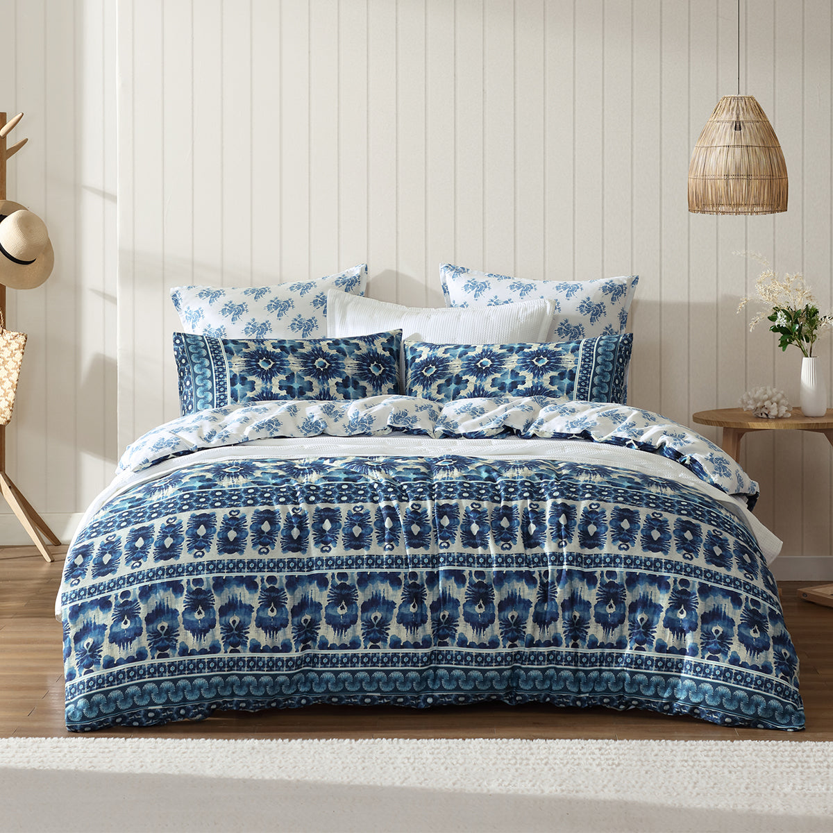 Logan And Mason 250Tc Woolamai Blue Cotton Sateen Quilt Cover Set