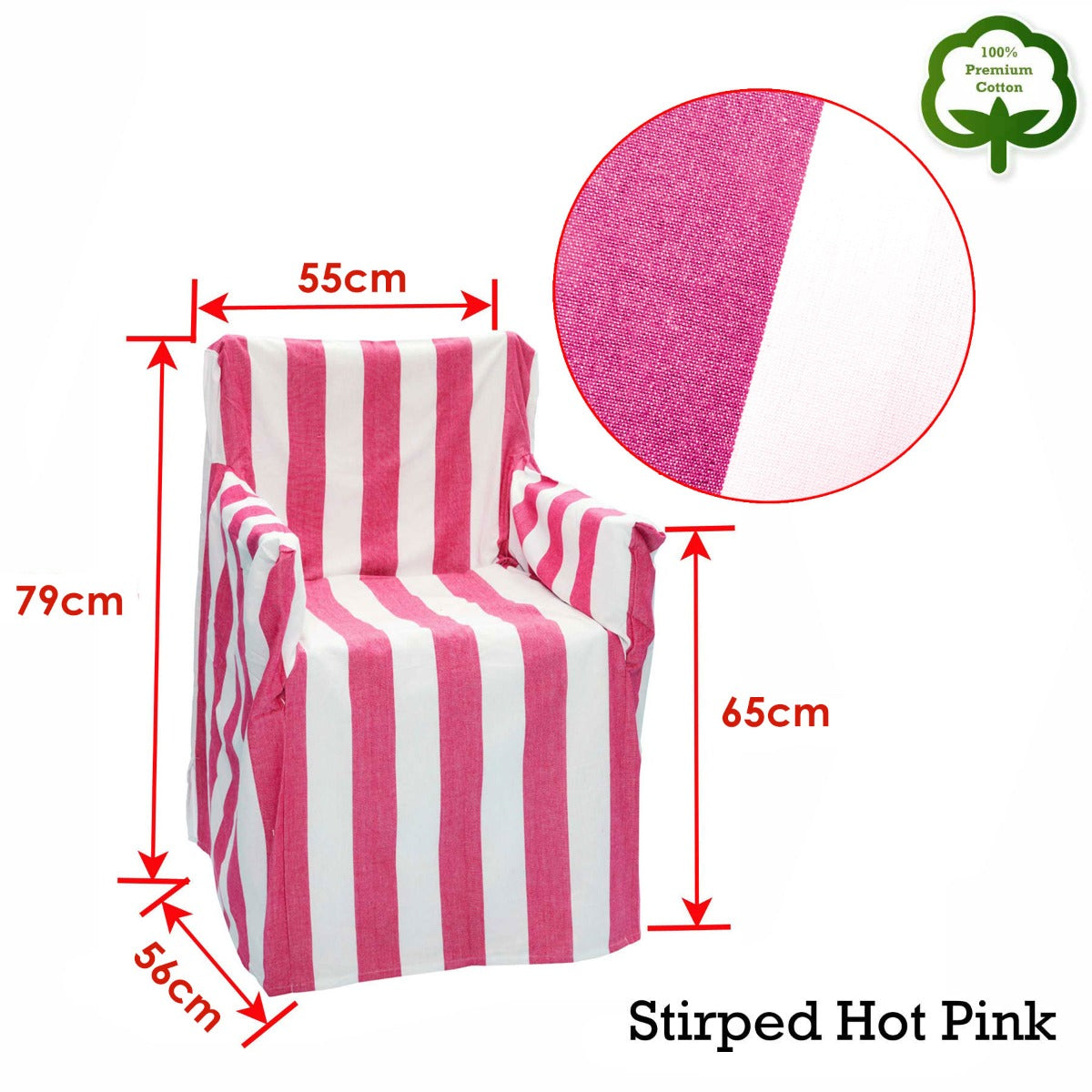 Rans Alfresco 100% Cotton Director Chair Cover Striped Hot Pink